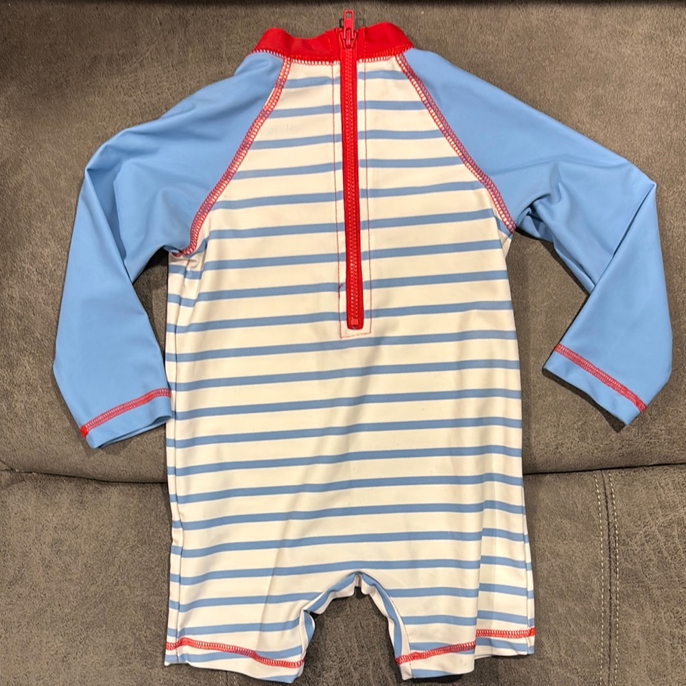 Little Me Blue and Red Rashguard with Crab Design - Picture 3 of 3
